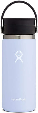 Hydro Flask Travel Coffee Flask 473 ml (16 oz), Stainless Steel & Vacuum Insulated, Wide Mouth with Leak Proof Flex Sip Lid, Fog