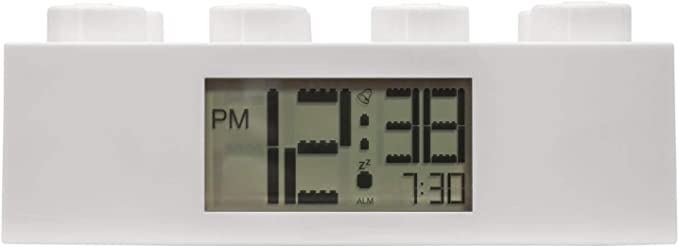 By ClicTime Lego Brick Alarm Clock White