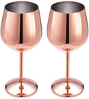 Homiu Stainless Steel Wine Glass 520 ML Pack of 2 Rose Gold Silver Gold Glasses Gift Set Shatterproof Goblet