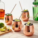 Homiu Stainless Steel Metal Tumbler, 2 Pack BPA Free Stemless Wine Cocktail Juice Glasses Shatterproof Gift Home Indoor Outdoor Use, Party Barware Silver Rose Gold