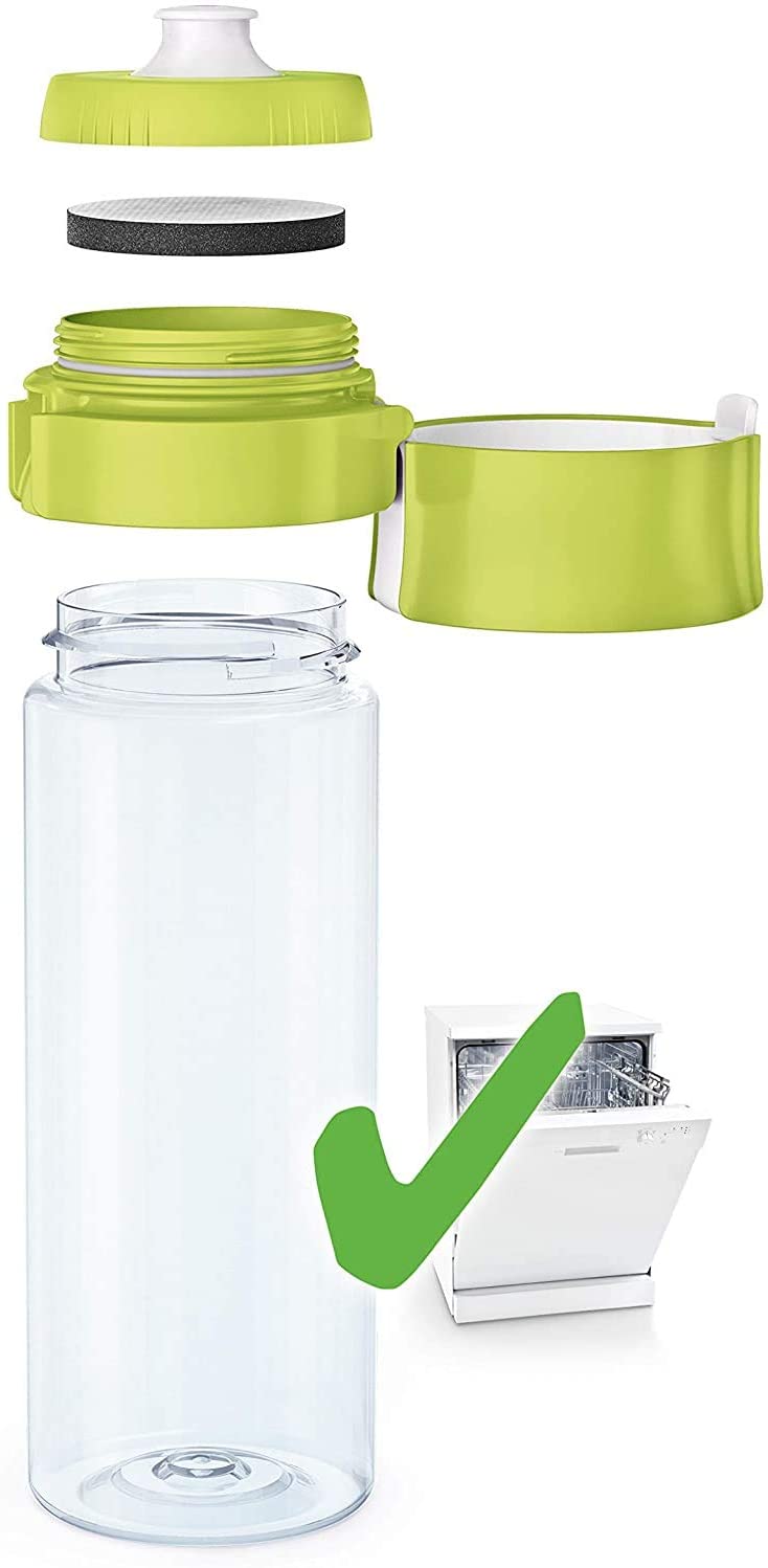 BRITA Fill and Go Vital Water Filter Bottle BPA Free, Lime, 600 ml with Pack of 4 MicroDiscs,