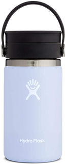 Hydro Flask Travel Coffee Flask 354 ml (12 oz), Stainless Steel & Vacuum Insulated, Wide Mouth with Leak Proof Flex Sip Lid, Fog