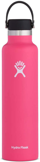 Hydro Flask Water Bottle 709 ml (24 oz), Stainless Steel & Vacuum Insulated, Standard Mouth with Leak Proof Flex Cap, Watermelon