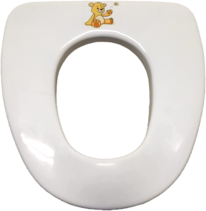 Toilet Training Set Teddy Bear Design Potty Toilet Seat & Step Stool White 3 Piece Made in Great Britain