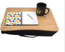 Homiu Bamboo Lap Tray with Cushion Padded Portable Breakfast Tray Laptop Desk Laptop Stand Dinner TV Breakfast Serving Platter, Black