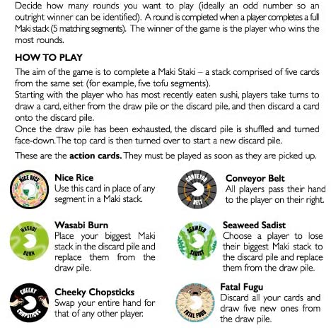 Ginger Fox Maki Staki Sushi Themed Card Game - Up To 6 Players