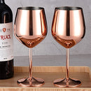 Homiu Stainless Steel Wine Glass 520 ML Pack of 2 Rose Gold Silver Gold Glasses Gift Set Shatterproof Goblet