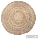 Homiu Jute Rug 110cm Natural Area Rug 100% Jute Mats Hardwearing Braided