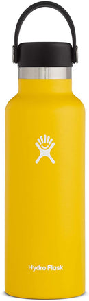 Hydro Flask Water Bottle 532 ml (18 oz), Stainless Steel & Vacuum Insulated, Standard Mouth with Leak Proof Flex Cap, Sunflower