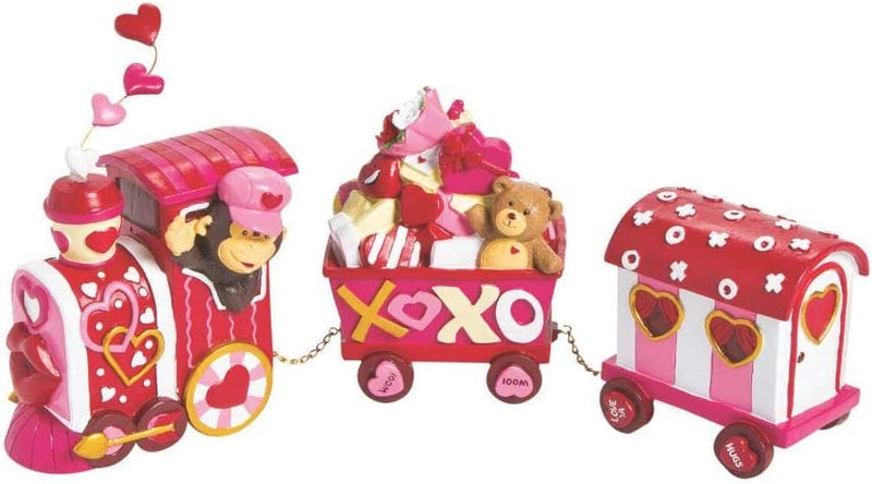 Fun Express - Valentine Tabletop Train for Valentine's Day - Home Decor - Figurines - Molded - Valentine's Day - 3 Pieces