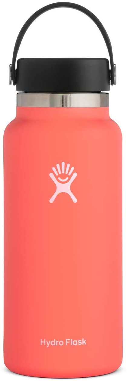 Hydro Flask Water Bottle 946 ml (32 oz), Stainless Steel & Vacuum Insulated, Wide Mouth with Leak Proof Flex Cap, Hibiscus