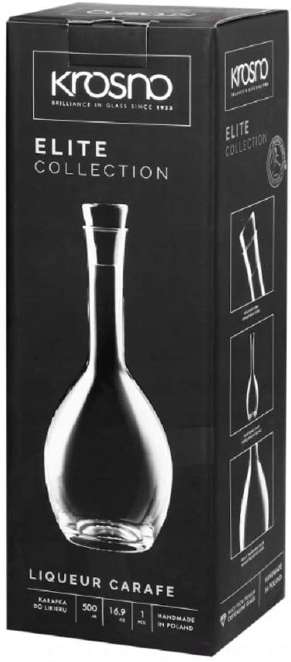 Krosno Servo Line | Glass Whiskey Decanter | Brandy Liquor Sherry Scotch Carafe Bottle Crystal | 1.5L
