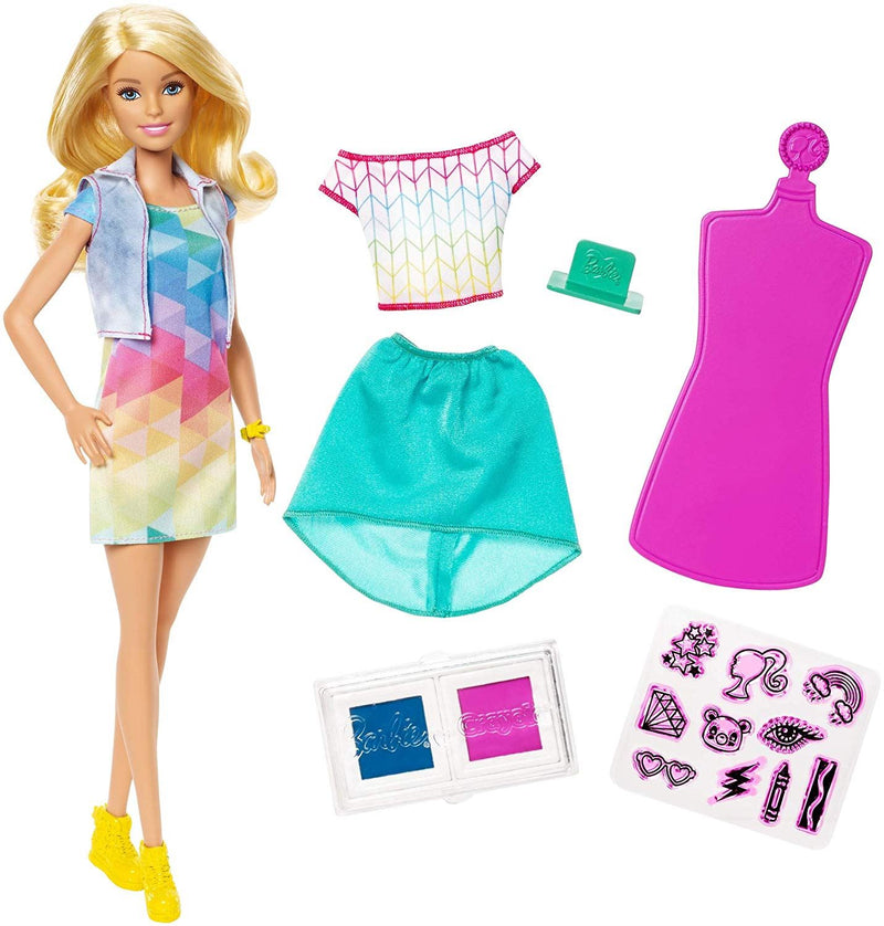 Barbie Crayola Colour Stamp Fashion Set, Collectible Kids Toys Blonde FRP05 Toy