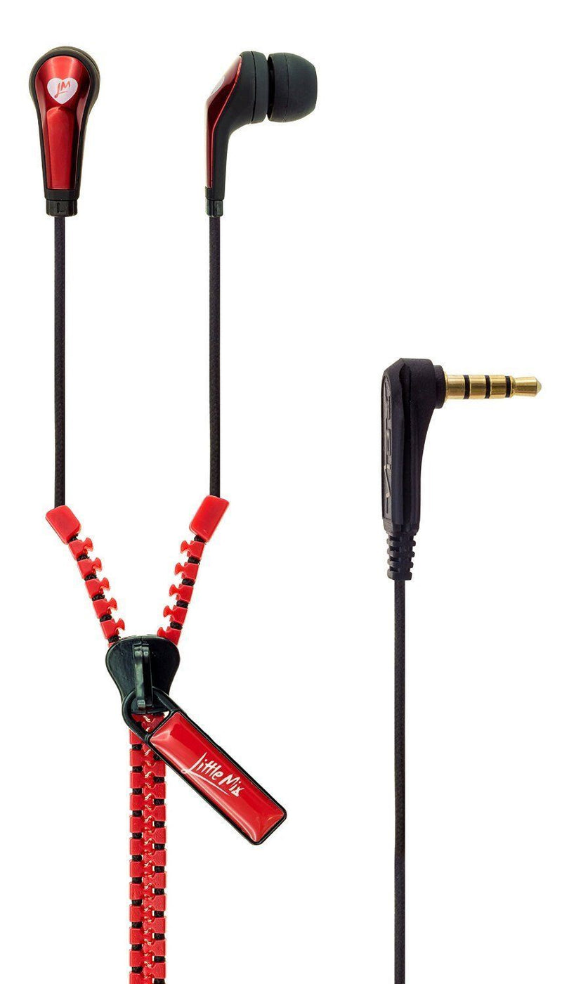 Vibe Little Mix Merchandise Zip Cable In-Ear Metallic earphones Headphones - Red