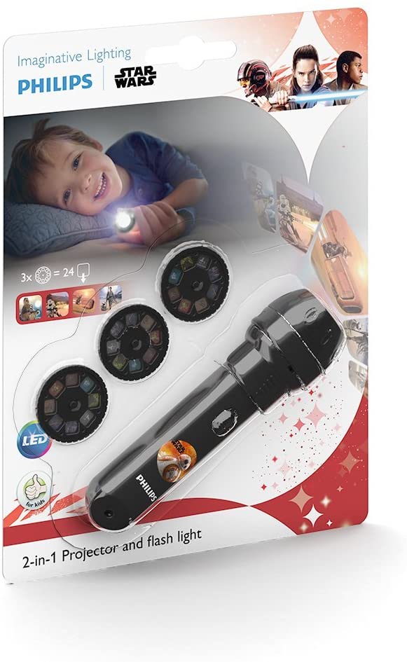 Philips LED Star Wars Episode VIII Children's Projector Torch and Night Light, Synthetics, 0.3 W, Black