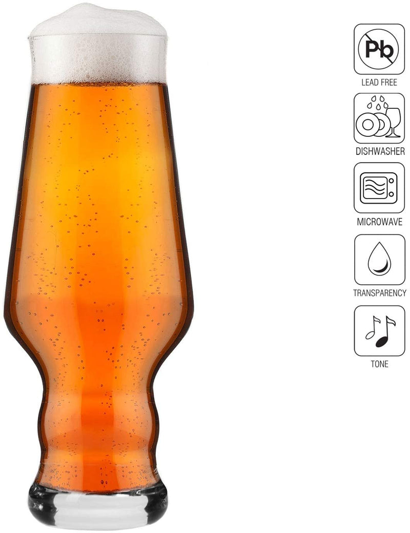 Krosno Tall Bar Lager IPA Craft Beer Glass | Set of 6 | 400 ML | Splendour Collection