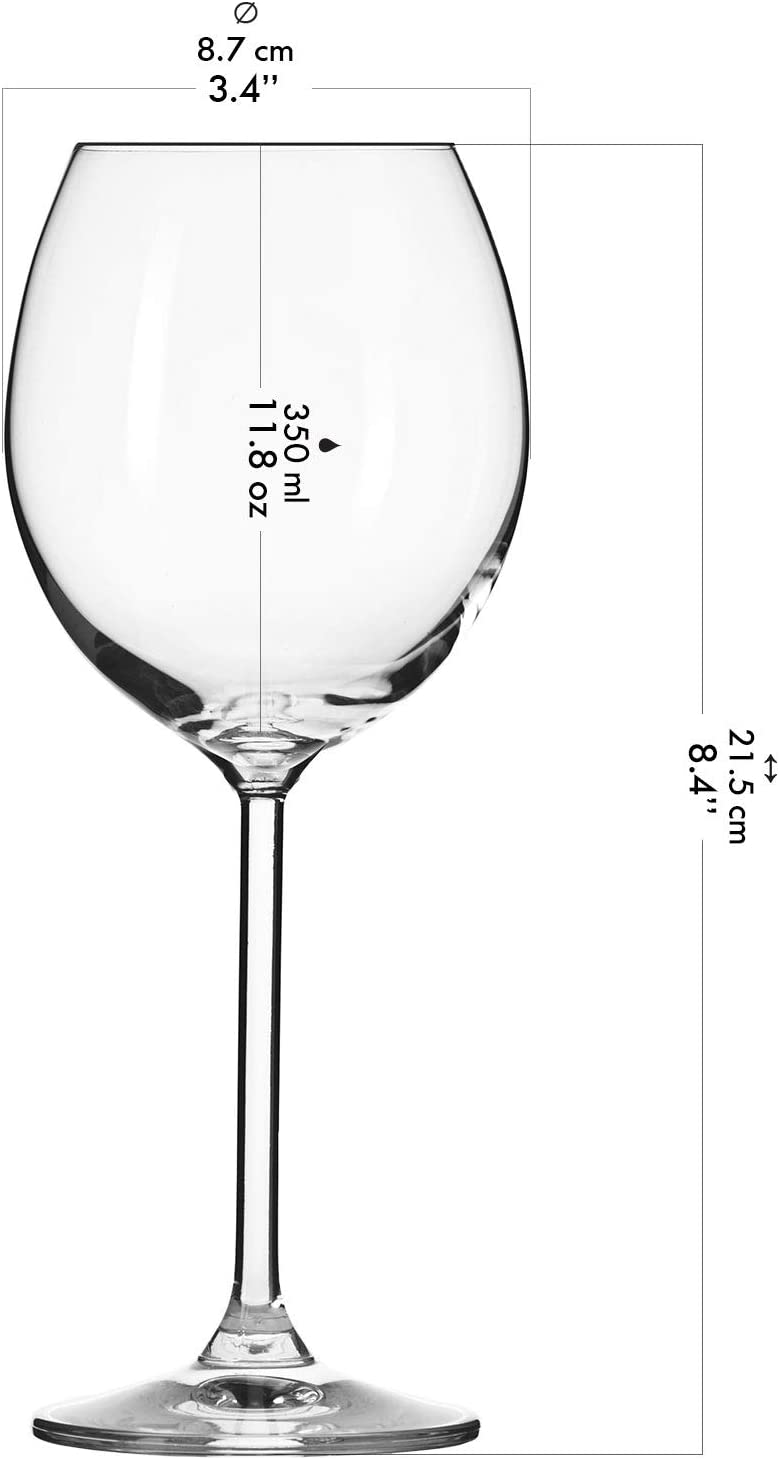 Krosno Red Wine Glasses | Set of 6 | 350 ML