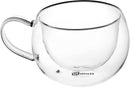 Homiu Double Walled Coffee or Tea Glasses Borosilicate Thermo Glass Cups with Handle 300ml