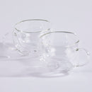 Homiu Double Walled Coffee or Tea Glasses Borosilicate Thermo Glass Cups with Handle 180ml
