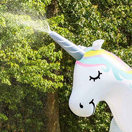 Inflatable Unicorn Sprinkler Giant 6 Feet Tall Magical Kids Outdoor Water