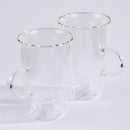 Homiu Double Walled Coffee or Tea Glasses Borosilicate Thermo Glass Cups Tall with Handle 430ml