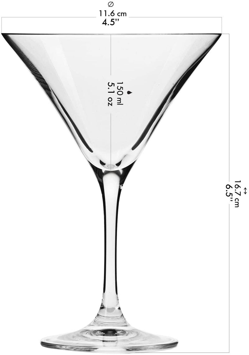 Krosno Martini Cocktail Glasses | Elite Collection | Set of 6 | 150 ML