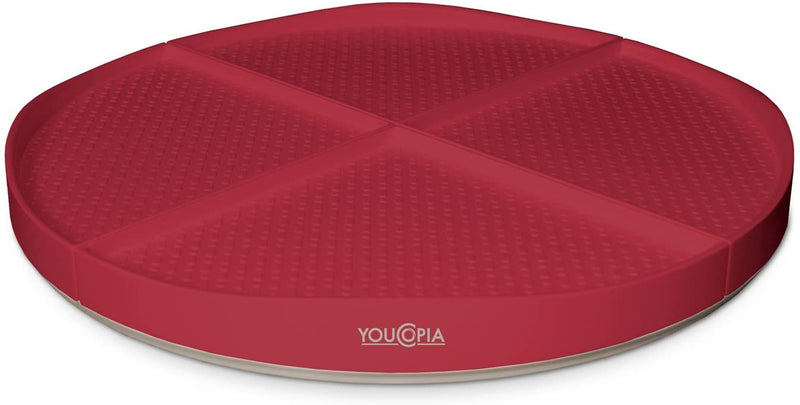 Youcopia Crazy Susan Turntable with Slide Out Shelves, Red 16in