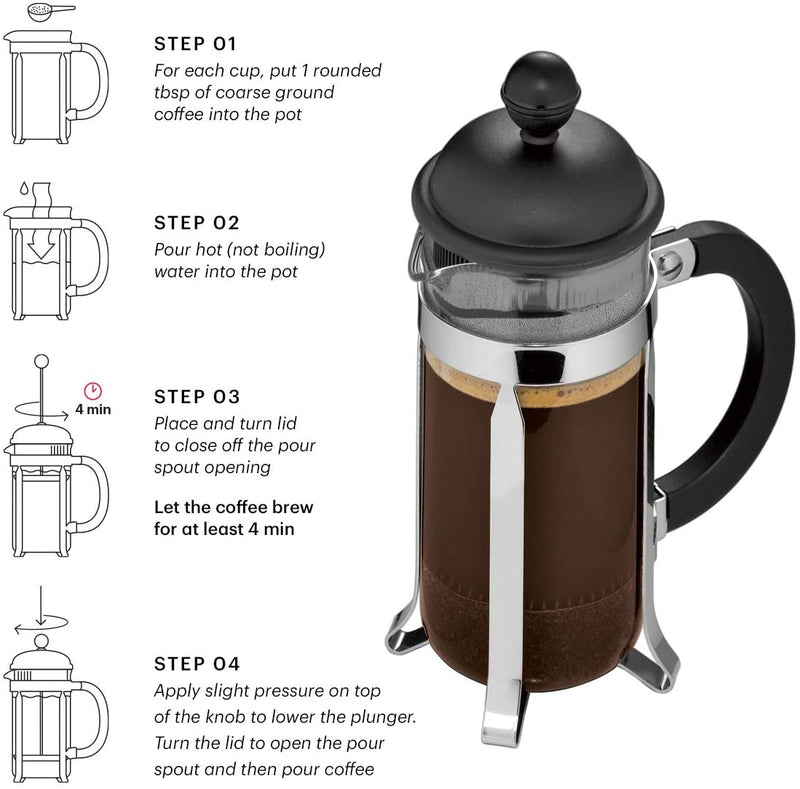 BODUM Caffettiera 3 Cup French Press Coffee Maker, Red, 0.35 l, 12 oz