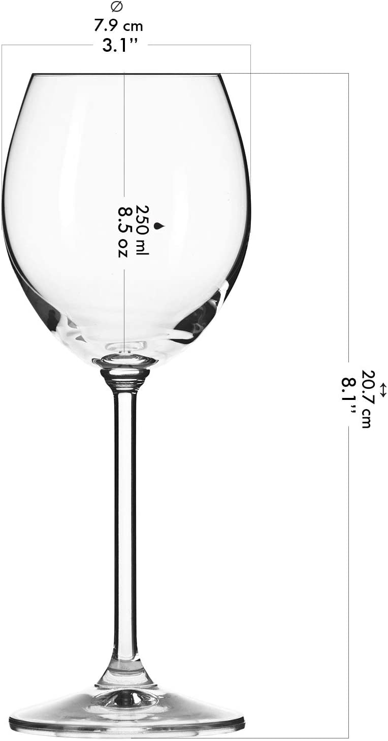 Krosno White Wine Glasses | Set of 6 | 250 ML | Venezia Collection