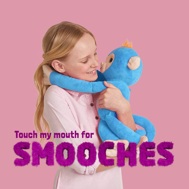 Fingerlings HUGS - BORIS (Blue)- Friendly Interactive Plush Monkey Toy - by WowWee