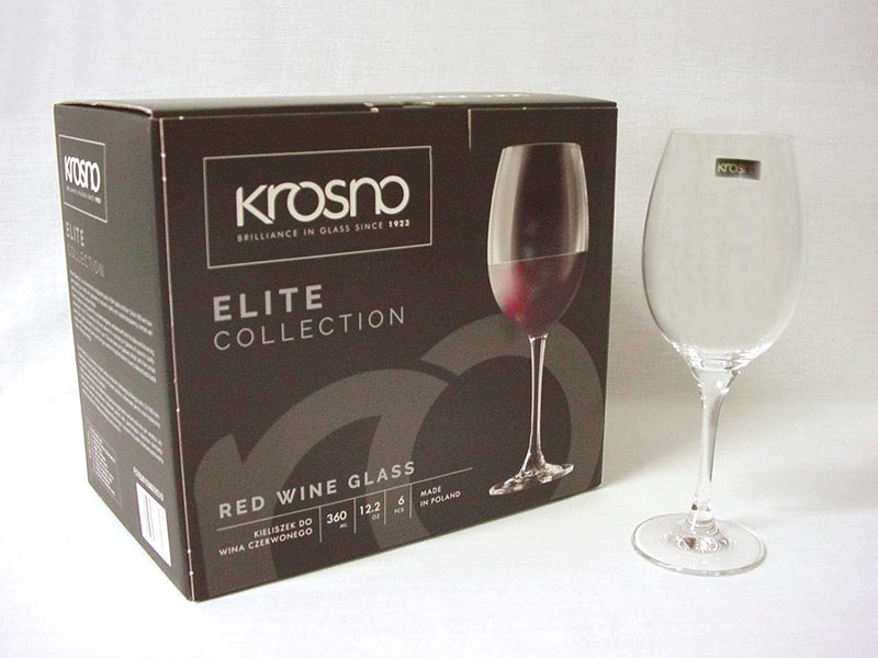 Krosno Set of 6 Glass Glass Transparent Red Wine Elite Avant Garde 360 ml