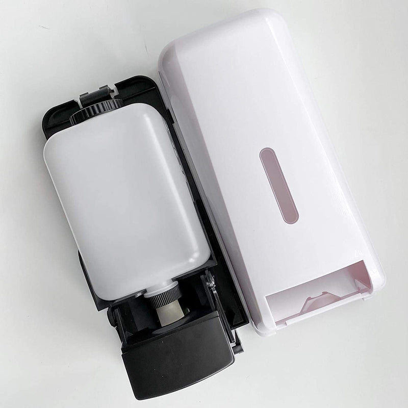 1000ml Wall Mounted Soap Dispenser Drilling Shower Gel Dispenser Liquid Shampoo Sanitizer Dispenser Holder (White)