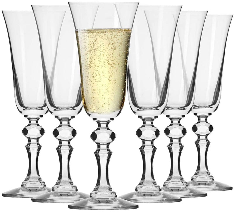 Krosno Champagne Glasses | Krista collection| 150 ml | Pack of 6