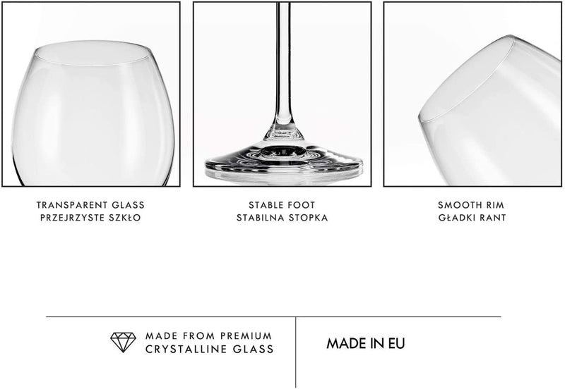 Krosno Red Wine Glasses | Set of 6 | 350 ML