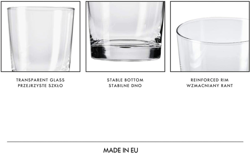 Krosno Pure low drinking glass  | Set of 6 | 250 ml | Pure Collection