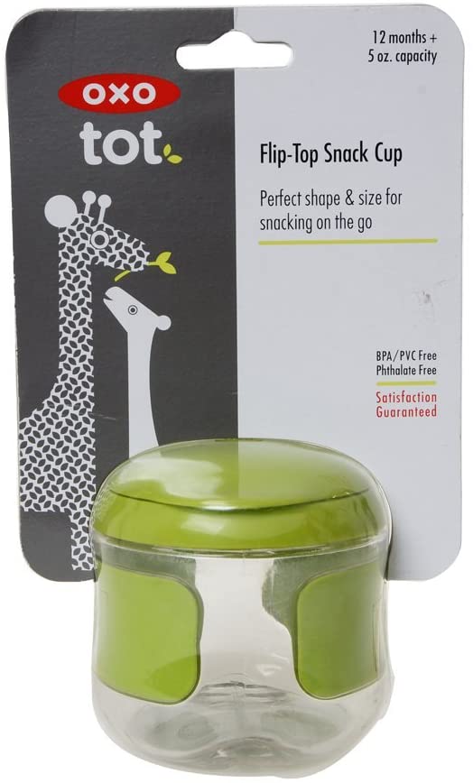 OXO Tot Flip Top, Easy Access Snack Cup, Baby Care, Feeding & Accessories Green