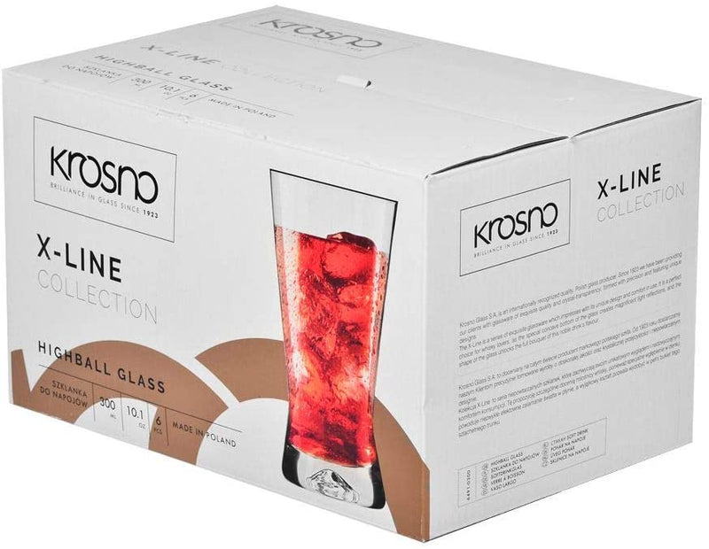 Krosno X-line Collection | Long Drinking Glasses | Set of 6