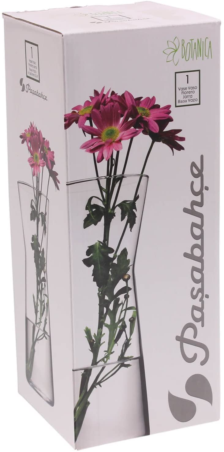 Pasabahce Glass Flower, Clear, Tall Vase, Table Decoration, Centrepiece, Height 27cm