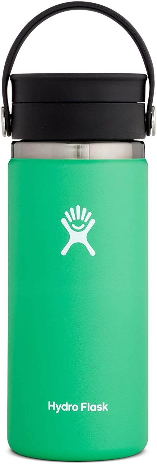 Hydro Flask Travel Coffee Flask 473 ml (16 oz), Stainless Steel & Vacuum Insulated, Wide Mouth with Leak Proof Flex Sip Lid, Spearmint