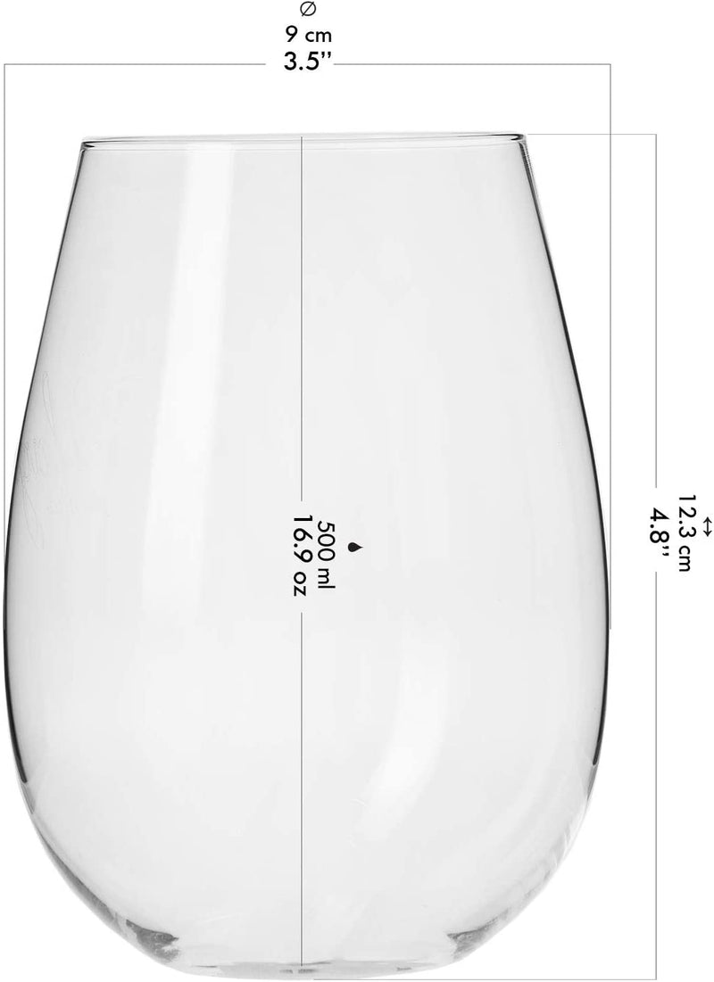 Krosno Stemless Large White Wine Glasses | Set of 6 | 500 ML | Harmony Collection