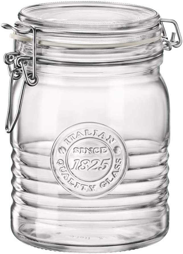 Bormioli Rocco Glass Storage Jar with Airtight Clip Lid - 750ml Officina 1825