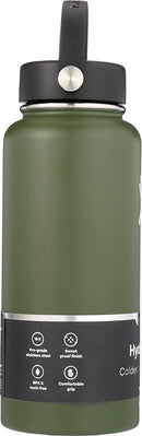 Hydro Flask Water Bottle 946 ml (32 oz), Stainless Steel & Vacuum Insulated, Wide Mouth with Leak Proof Flex Cap, Olive