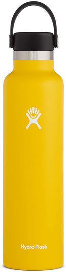 Hydro Flask Water Bottle 709 ml (24 oz), Stainless Steel & Vacuum Insulated, Standard Mouth with Leak Proof Flex Cap, Sunflower
