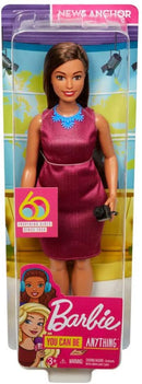 Barbie Career 60th Doll, I Can Be a Journalist, Curvy Doll with Microphone, Brunette