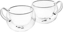 Homiu Double Walled Coffee or Tea Glasses Borosilicate Thermo Glass Cups with Handle 300ml