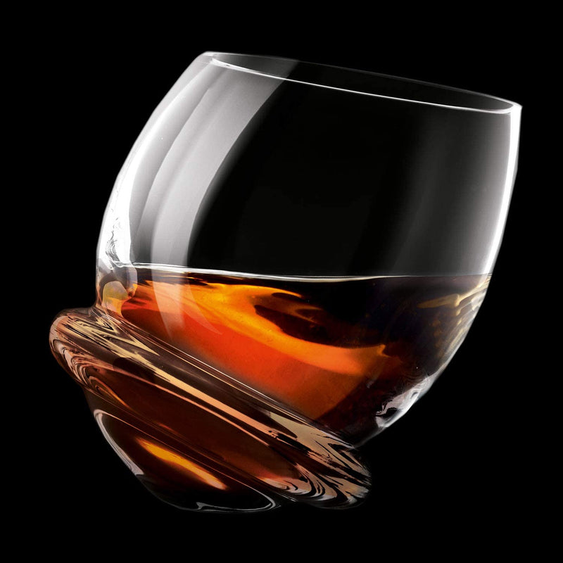 Krosno Rocking Whiskey Tumbler Glasses | Set of 6 | 200 ML | Roly-Poly Collection | Unspillable Glass