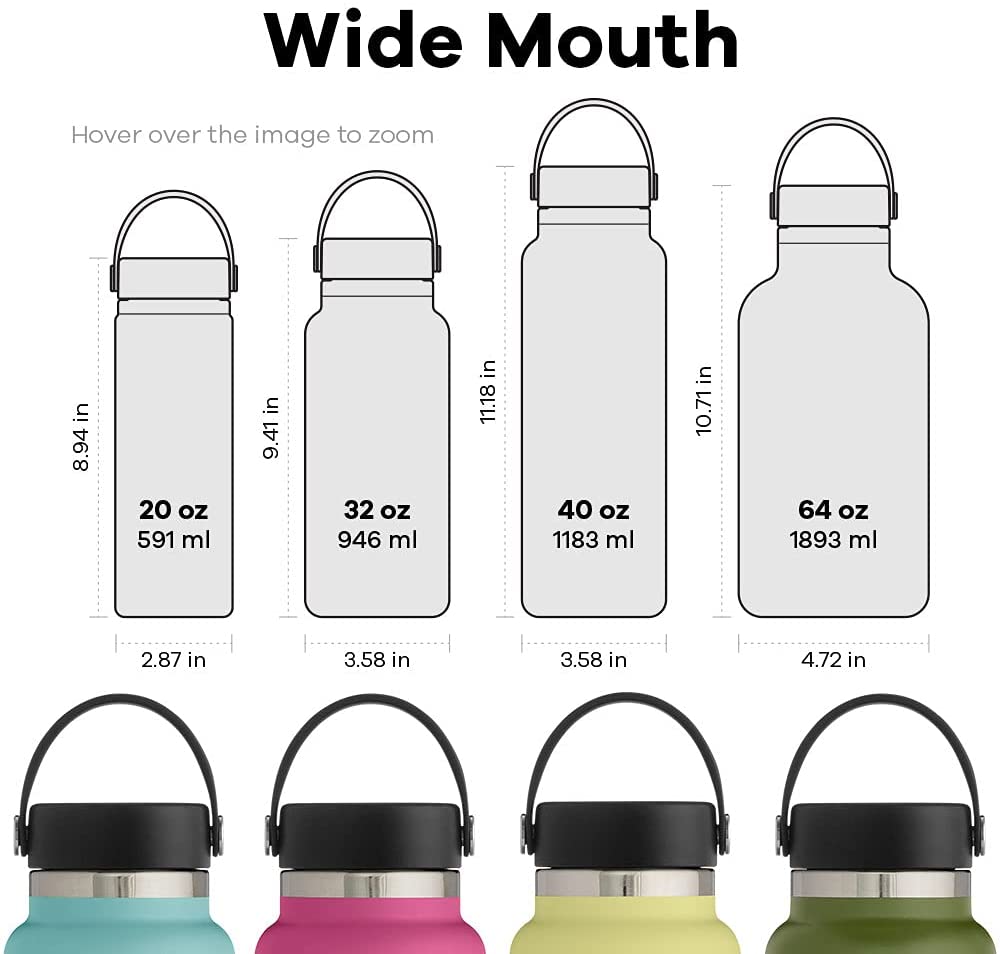 Hydro Flask Wide Mouth 20oz, Rain Blue