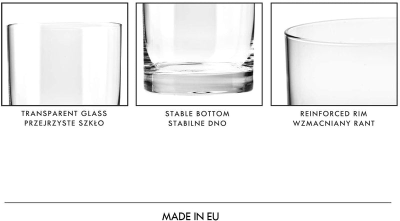 Krosno Whiskey Tumbler Glasses | Set of 6 | 300 ML | Blended Collection