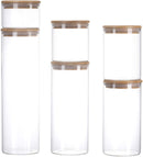 Homiu Food Storage Containers with Airtight Bamboo Lids Glass Set of 6 Jars