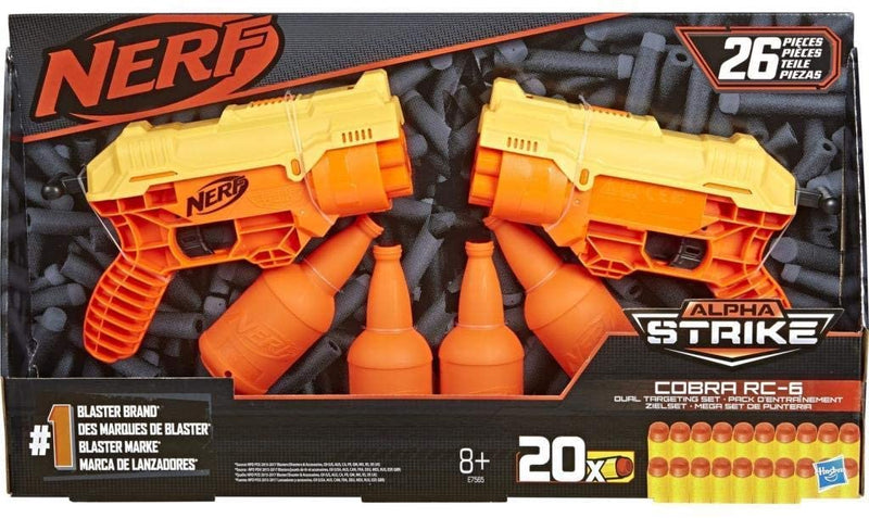 Nerf Alpha Strike Set 26-Piece Cobra RC-6 Dual Targeting Set - Includes 2 Toy Blasters, 4 Half-Targets, and 20 Nerf Elite Darts